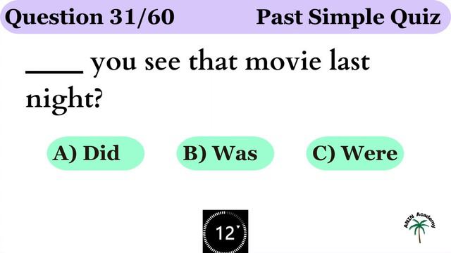 60 Questions Simple Past Tense Quiz | English Quiz | Past Indefinite | Tenses Quiz