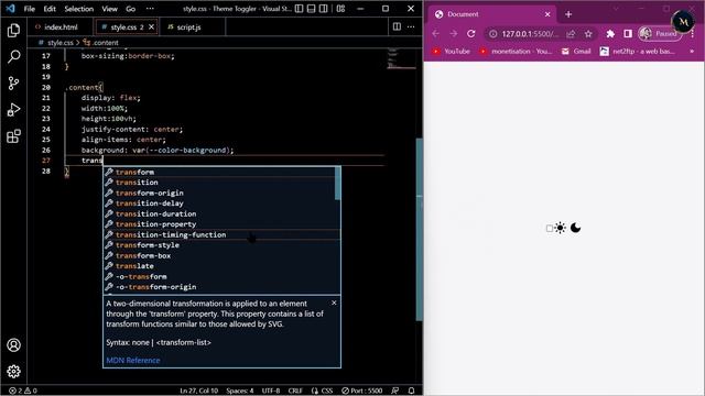 Light/Dark Mode Using JavaScript | Theme Toggle | #javascript #css #html смотреть онлайн