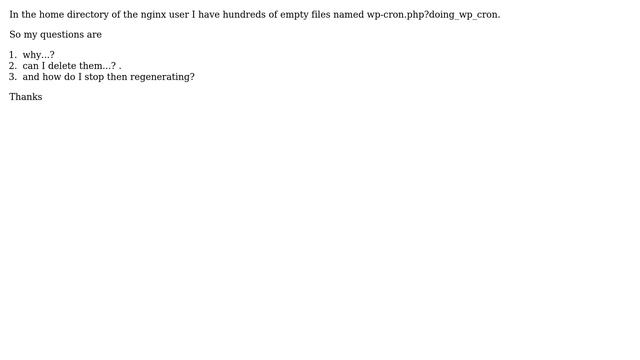 Wordpress: Why?: hundreds of empty files named wp-cron.php?doing_wp_cron.＜digit＞ смотреть онлайн