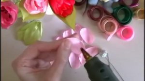 ТЮЛЬПАНЫ из атласных лент для букета. Нежные цветы DIY.