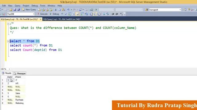SQL Interview Question- 5 Difference Between COUNT(*) & COUNT(column_name) in HINDI Language смотреть онлайн