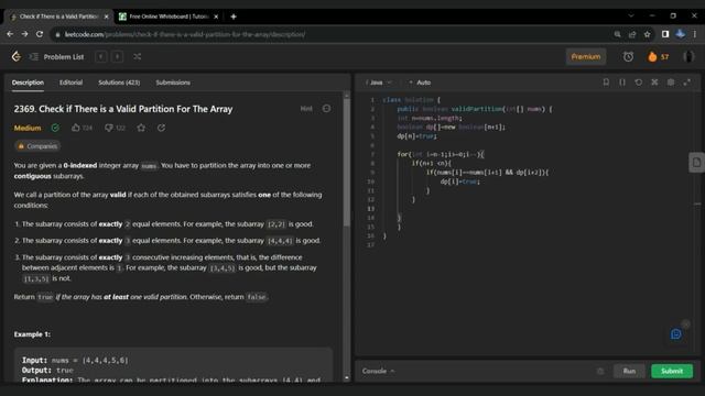 2369 Check if There is a Valid Partition For The Array | Leetcode | Java |Dynamic Programming смотреть онлайн