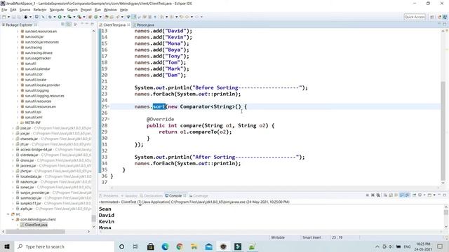 How to write the comparator as a lambda expression in Java? | Lambda: Comparator example| Hindi смотреть онлайн