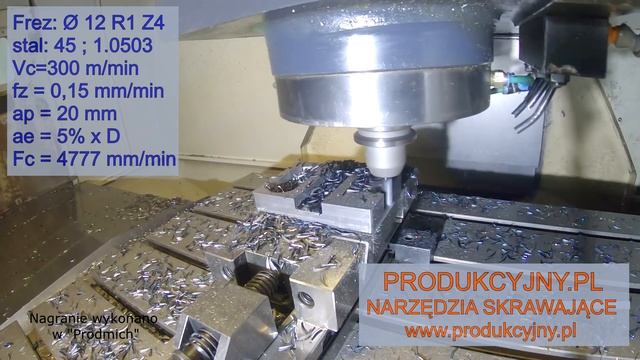 Frezowanie stali C45 , frez fi 12 R1 , PRODUKCYJNY.PL смотреть онлайн