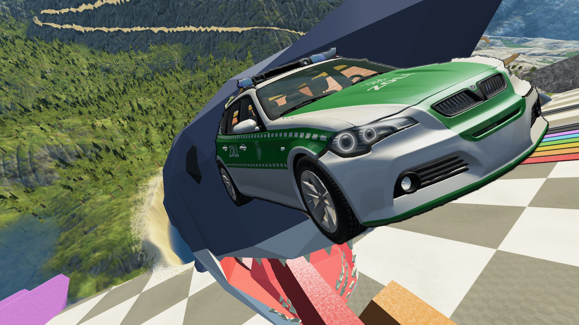 Beamng drive - скоростные автомобили прыгают в пасть акулы | HITGAMEZ