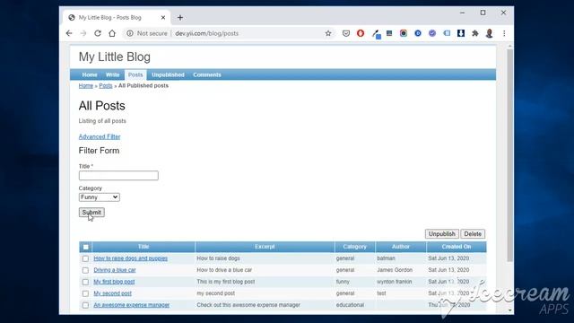 Building a miniature blog with the yii framework смотреть онлайн