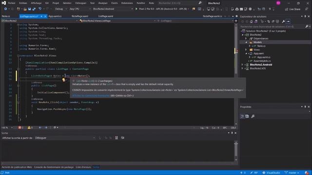 Xamarin-Forms Application Bloc note 01 Création de la Liste Page смотреть онлайн