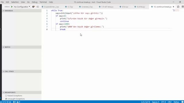 Python Programlama #14 - break - continue deyimleri смотреть онлайн