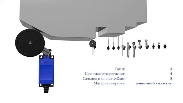 KZ-8106 Концевой включатель, нерегулируемый ролик, резиновый 50мм, NO+NC смотреть онлайн