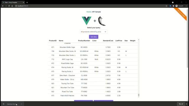 Querying a SQL database with Vue Flask app demo смотреть онлайн