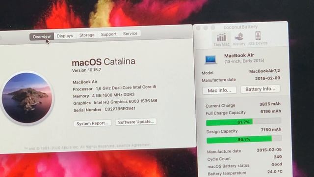 Apple MacBook Air 13" A1466 i5 4 GB 250 GB SSD 2015 смотреть онлайн