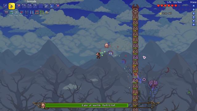 Using Brain of Cthulhu against Eater of Worlds... Terraria Eternity Mode Let's Play #12 смотреть онлайн