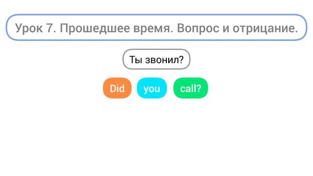 Прошедшее время. Вопрос и отрицание. Уроки английского языка. Урок 7. #английскийязык смотреть онлайн