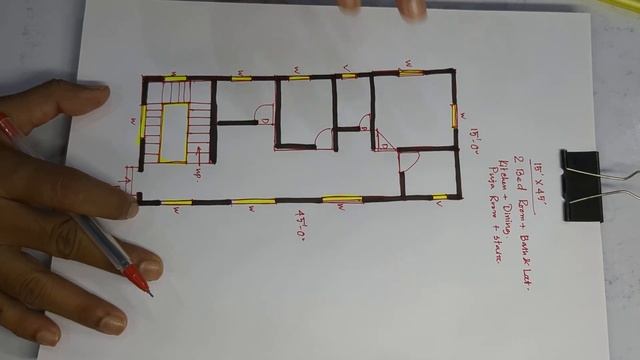 15 by 45 simple house plan II 15 x 45 Ghar ka design II 2 bed room with puja room design смотреть онлайн