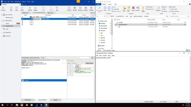 git3 - Sourcetree branch & conflict 4.2. 병합 :  서로 다른 파일 병합