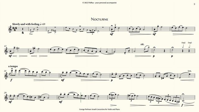 George Perlman: Israeli Concertino For Violin - Piano Accompaniment 440Hz