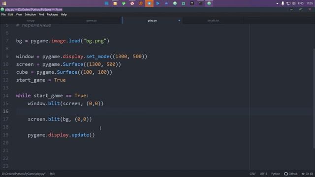 СОЗДАНИЕ ИГР НА PYTHON | ДВИЖЕНИЕ ОБЪЕКТОВ | КАК ПОСТАВИТЬ ФОН | PYGAME | #1 смотреть онлайн