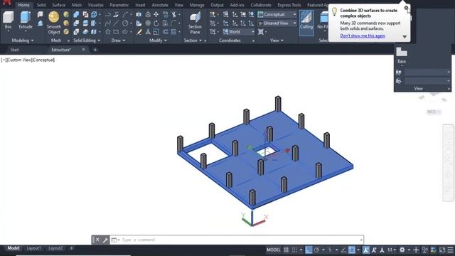 Tutorial Modelado de Casa 3D en AutoCAD 2021 Parte 2 | Losa Estructura смотреть онлайн