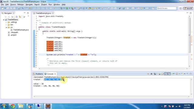 TreeSet (PollFirst method) | Java Collection Framework смотреть онлайн