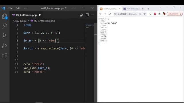 Arrays - ERSETZEN array_replace(), array_splice(), replace_recursive() [PHP Doku - Funktionsref] смотреть онлайн