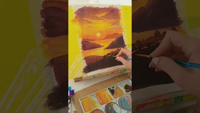 Рисуем закат с детьми 9-10 лет смотреть онлайн