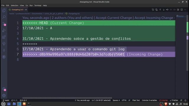 CURSO COMPLETO de Git e GitHub - Gestão de conflitos no merge смотреть онлайн