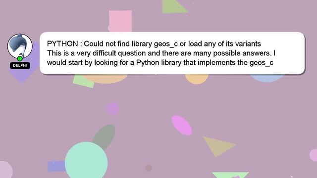PYTHON : Could not find library geos_c or load any of its variants смотреть онлайн