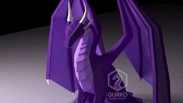 Модель сидящего дракон. Papercraft. Gurko studio. смотреть онлайн