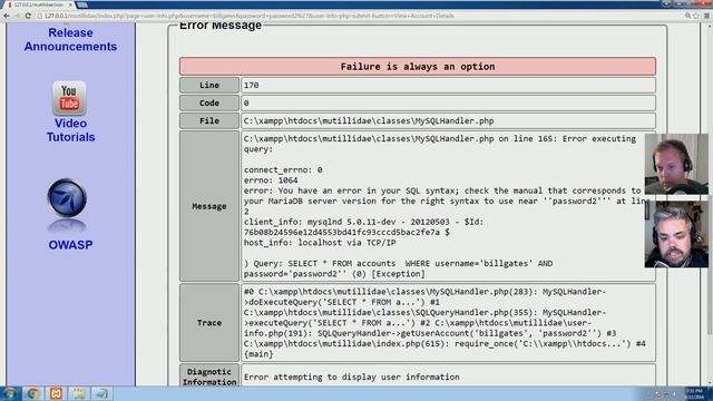 SQL Injection Using Mutillidae смотреть онлайн