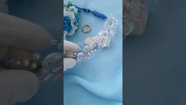 Свадебная веточка для прически. Wedding Hair Vine White Silver Bridal Hair Accessory смотреть онлайн