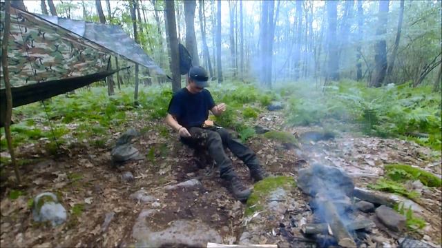 Hammock Camping & Bushcraft Cheeseburgers By A Stream In The Wilderness смотреть онлайн