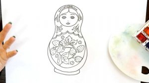 Как нарисовать матрешку карандашом и акварелью | Рисунок поэтапно и легко для детей