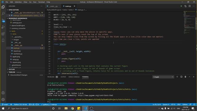 How to make a Tetris game in Python using Pygame Part 1 смотреть онлайн