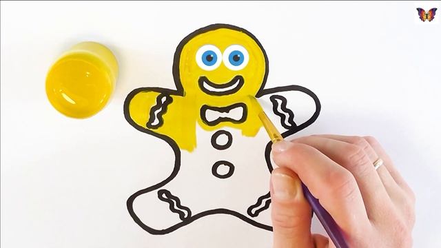 Как нарисовать ПРЯНИЧНОГО ЧЕЛОВЕЧКА / мультик раскраска ПРЯНИК для детей / Раскраски малышам смотреть онлайн