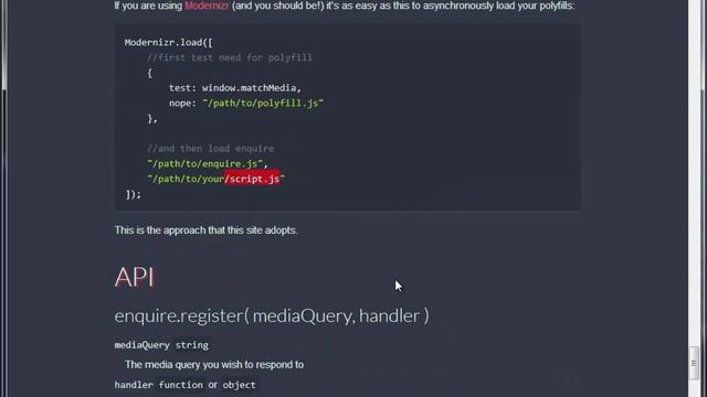 enquire.js - Руководство с живым примером смотреть онлайн