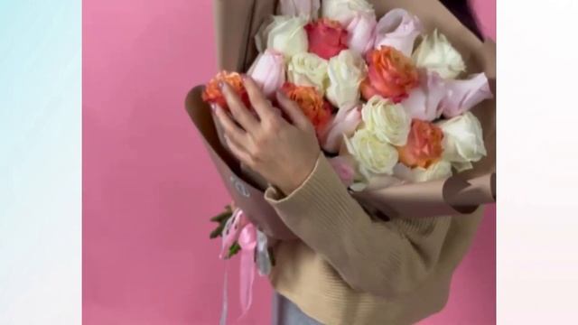 Букет из 25 роз нежный микс 40 см Эквадор в корейской упаковке смотреть онлайн