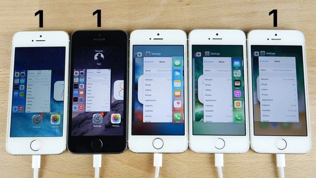 iOS 7 vs 8 vs 9 vs 10 vs 11 on iPhone 5S Speed Test! смотреть онлайн