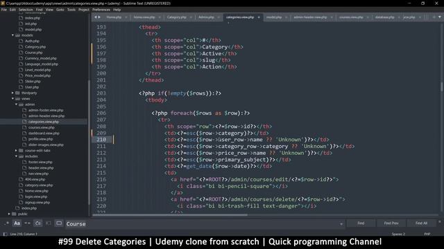 #99 Deleting Categories | Udemy clone from scratch in php | Quick programming tutorial смотреть онлайн