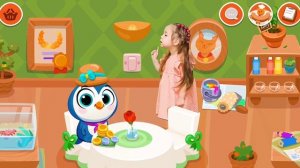 Котик Бубу готовит еду для виртуальных друзей | Настя и Bubbu вместе играют в игре