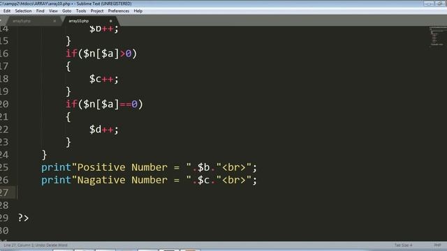 how to count positive and negative numbers in php array || sum of positive negative array with php смотреть онлайн