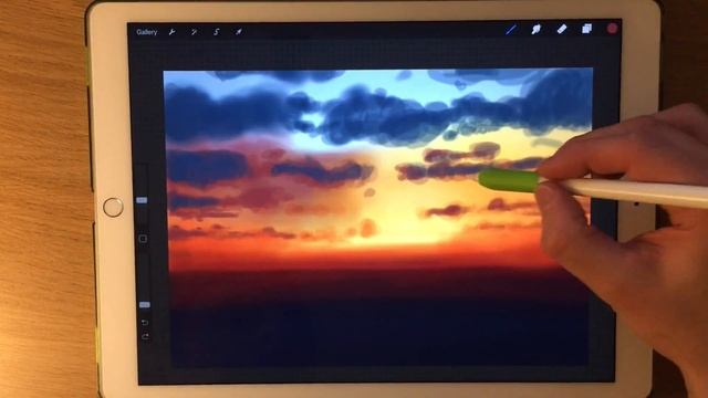HOW TO PAINT SKIES 3: Sunset - Apple Pencil and iPad Pro painting tutorial смотреть онлайн