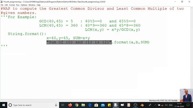 WAP to compute GCD and LCM of two given number in python. смотреть онлайн