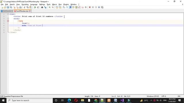 PHP Script to print sum of First 10 natural numbers смотреть онлайн