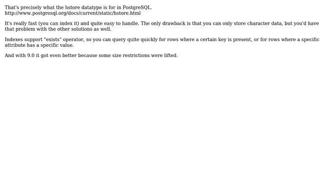 Best-performing method for associating arbitrary key/value pairs with a table row in a Postgres DB? смотреть онлайн
