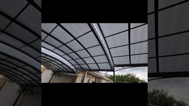 Двор под ключ. Каскадный навес из поликарбоната. Укладка тротуарной плитки. смотреть онлайн