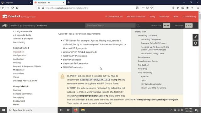 CakePHP 4 installation using composer (2). смотреть онлайн