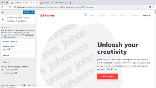 Custom sidebar setup - Johannes WordPress Theme смотреть онлайн