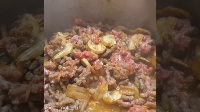 Паста бефстроганов из говяжьего фарша