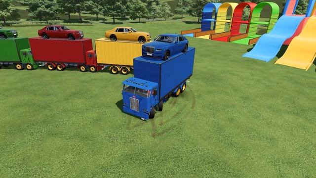TRUCK OF COLORS ! ROLLS ROYCE CARS TRANSPORT WITH COLORED LOADER TRUCKS - Farming Simulator 22 смотреть онлайн