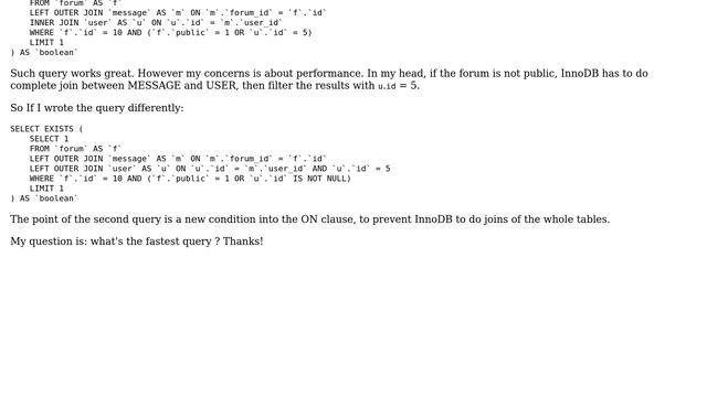Databases: MySQL Performance: conditionnal left outer join vs where only смотреть онлайн